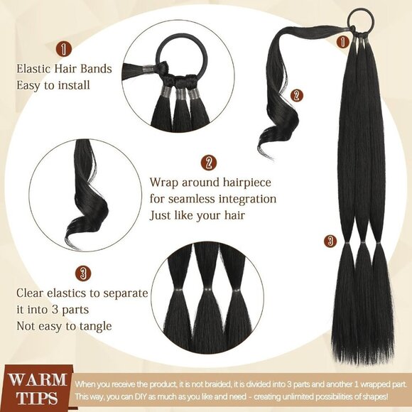 Long Synthetic Ponytail Extensions 26 Inch Soft Fluffy Natural for Daily Wear main image 4